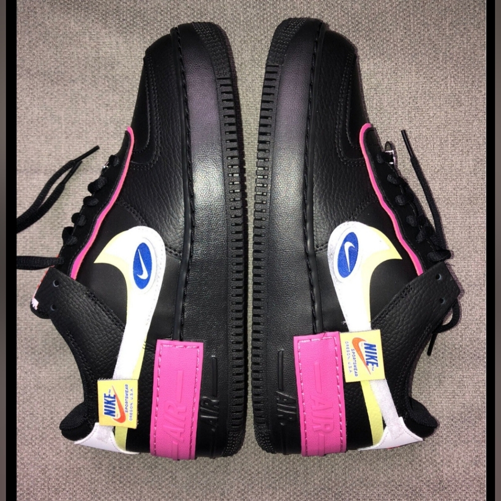 Nike Air Force 1 shadow pink and black w velcro